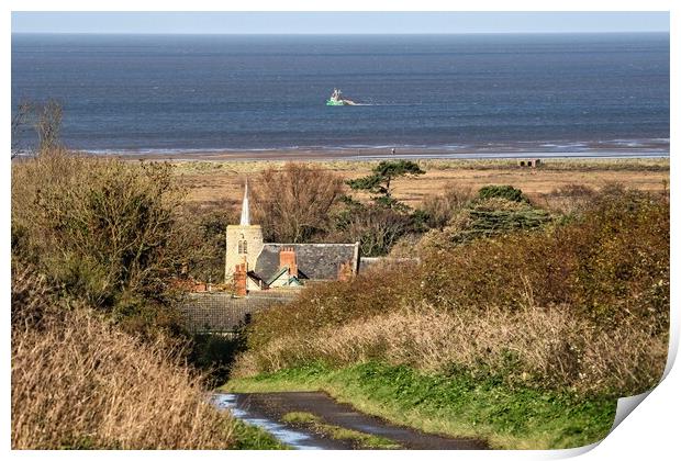 Looking out to sea over St Mary’s Church Print by Gary Pearson