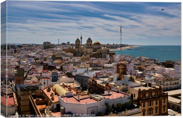 Across The Rooftops Of Cadiz Canvas Print by Wight Landscapes