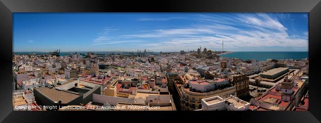 Rooftops Of Cadiz Panorama Framed Print by Wight Landscapes