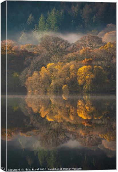 Reflected Autumn Colours - Loweswater, Lake Distri Canvas Print by Philip Royal