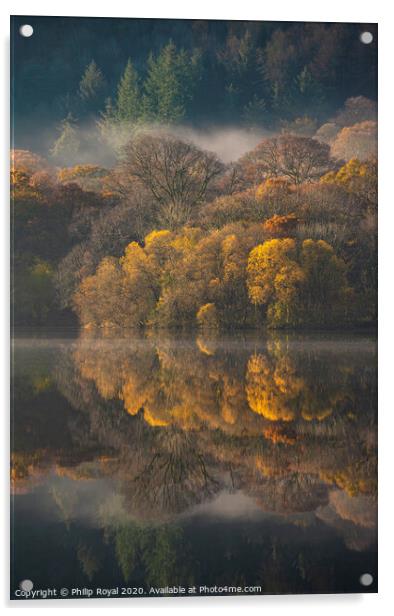 Reflected Autumn Colours - Loweswater, Lake Distri Acrylic by Philip Royal