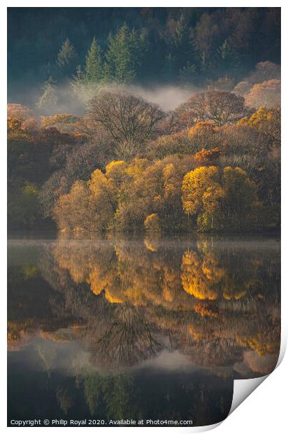 Reflected Autumn Colours - Loweswater, Lake Distri Print by Philip Royal