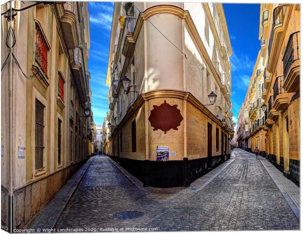 Backstreets Of Cadiz Canvas Print by Wight Landscapes