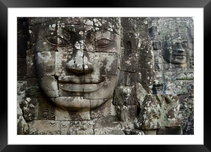 CAMBODIA SIEM REAP ANGKOR THOM BAYON TEMPLE Framed Mounted Print by urs flueeler