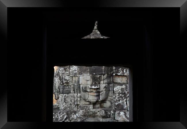 CAMBODIA SIEM REAP ANGKOR THOM BAYON TEMPLE Framed Print by urs flueeler