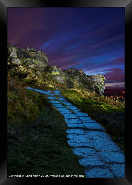 Footpath to the Cow and Calf, Ilkley Moor.. Framed Print by Chris North