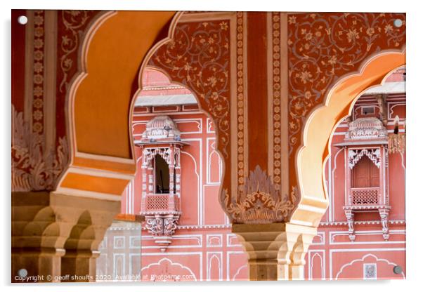 Pink City, Jaipur Acrylic by geoff shoults