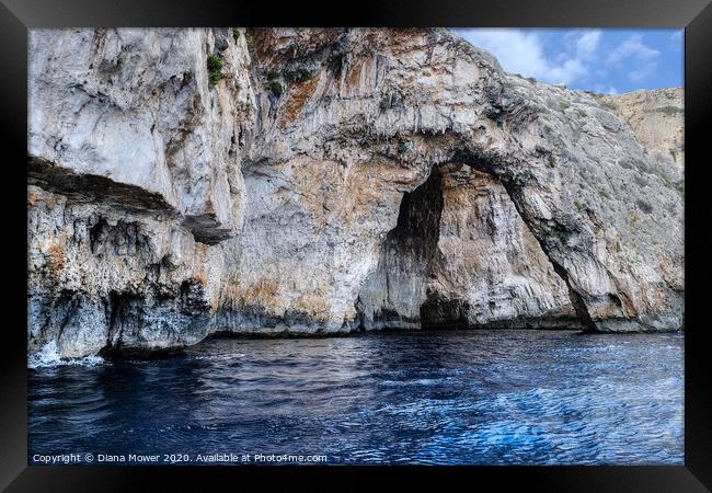 Blue Grotto Malta  Framed Print by Diana Mower