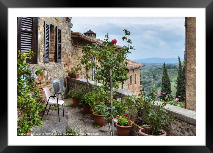 San Gimignano Tuscany Italy Framed Mounted Print by Diana Mower