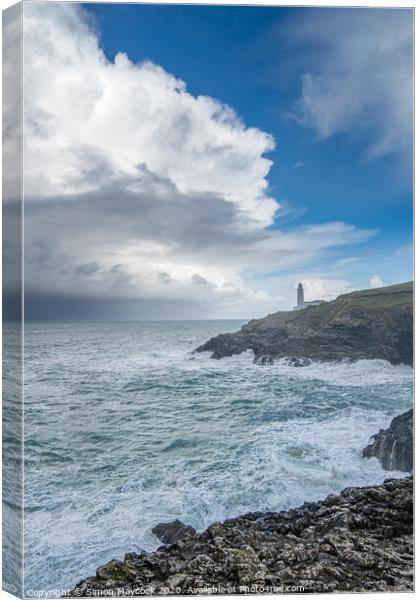 Trevose head and lighthouse Canvas Print by Simon Maycock