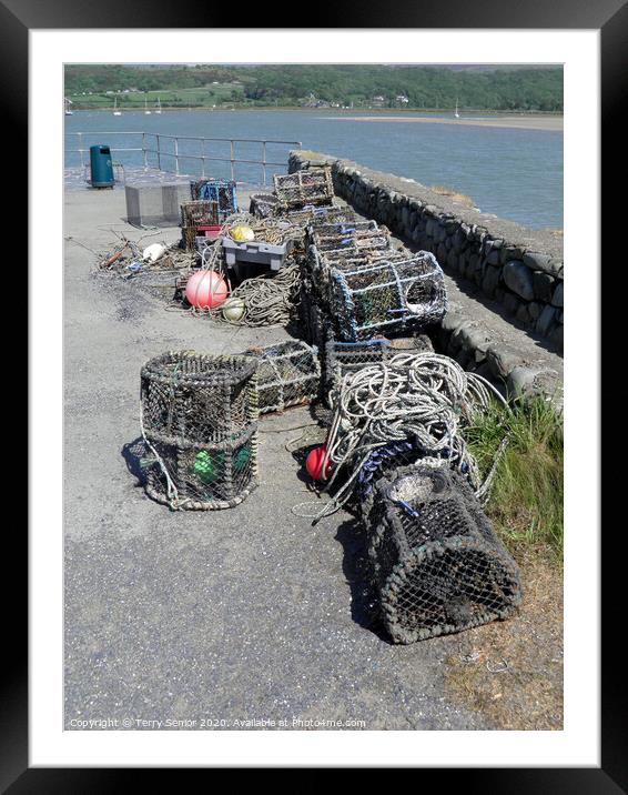 Crab Pots on Shell Island North Wales Framed Mounted Print by Terry Senior