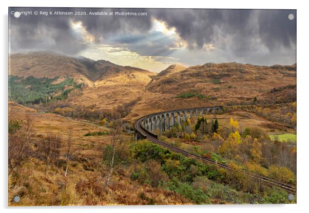 Glenfinnan and The Viaduct Acrylic by Reg K Atkinson
