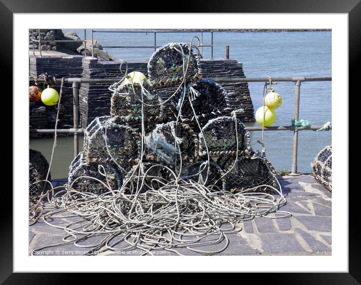 Crab Pots Stacked on Shell Island North Wales Framed Mounted Print by Terry Senior