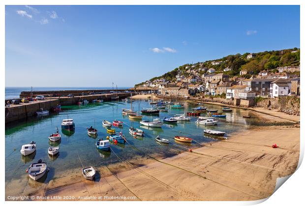Mousehole Harbour in Summer Print by Bruce Little