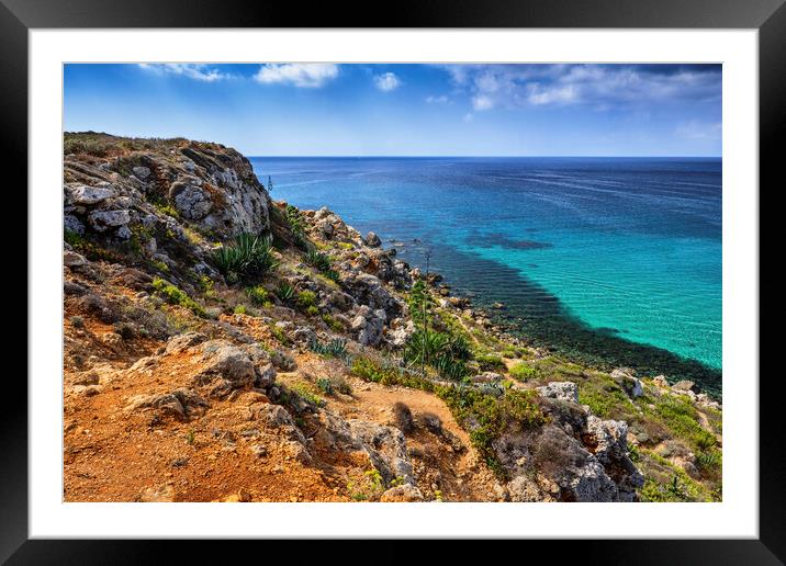 Malta Island Coastline Landscape Framed Mounted Print by Artur Bogacki