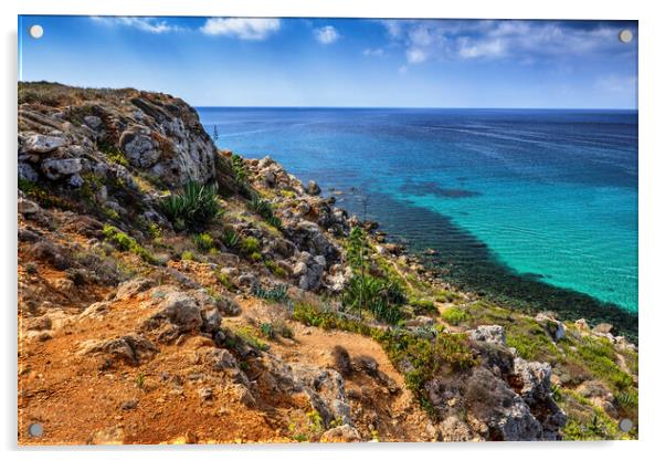 Malta Island Coastline Landscape Acrylic by Artur Bogacki