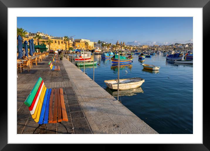Marsaxlokk Fishing Village in Malta Framed Mounted Print by Artur Bogacki