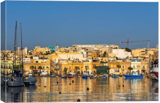 Marsaxlokk Sea Town Skyline In Malta Canvas Print by Artur Bogacki