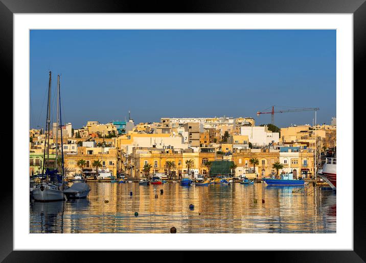 Marsaxlokk Sea Town Skyline In Malta Framed Mounted Print by Artur Bogacki