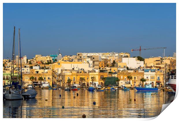 Marsaxlokk Sea Town Skyline In Malta Print by Artur Bogacki