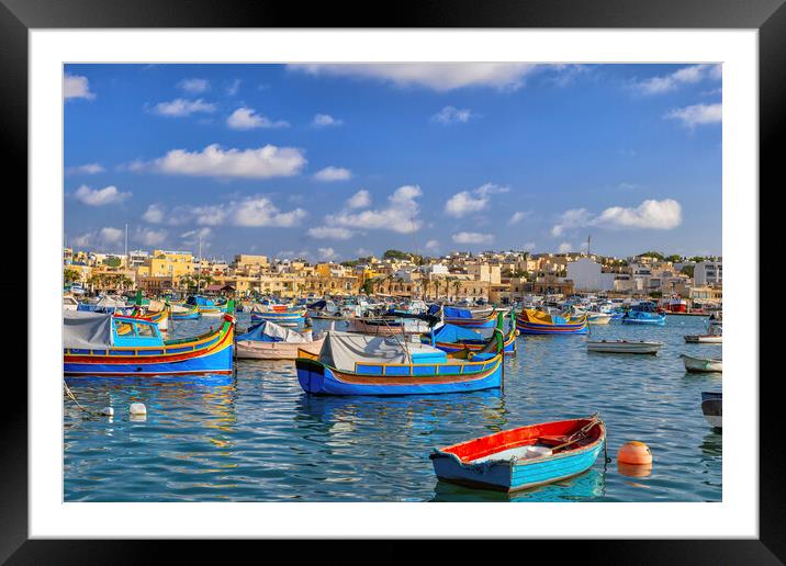 Luzzu Boats in Marsaxlokk Fishing Village, Malta Framed Mounted Print by Artur Bogacki