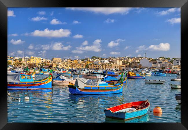 Luzzu Boats in Marsaxlokk Fishing Village, Malta Framed Print by Artur Bogacki