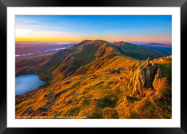 The Coniston Fells at Dawn Framed Mounted Print by geoff shoults