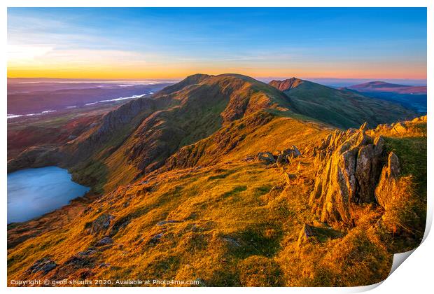 The Coniston Fells at Dawn Print by geoff shoults
