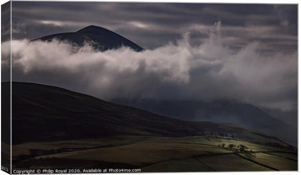Spotlight on the copse, Skiddaw, Lake District Canvas Print by Philip Royal