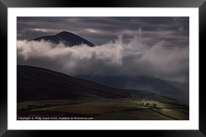 Spotlight on the copse, Skiddaw, Lake District Framed Mounted Print by Philip Royal