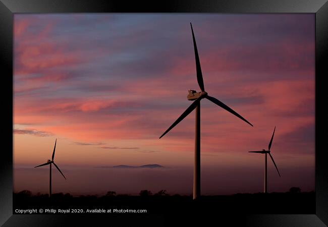 Wind Turbines and Criffel Mountain, Solway Coast Framed Print by Philip Royal