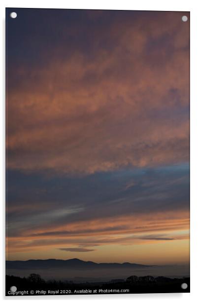 Lake District Western Fells pink Sunset Acrylic by Philip Royal