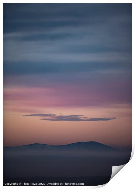 Solway Sea Mist and Criffel Mountain Sunset Print by Philip Royal