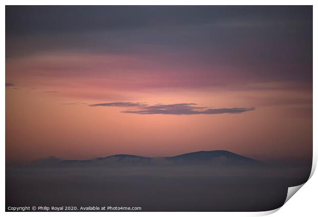 Solway Sea Mist and Criffel Mountain in Pink Print by Philip Royal