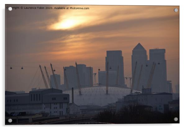 Sunset at Docklands, London Acrylic by Laurence Tobin