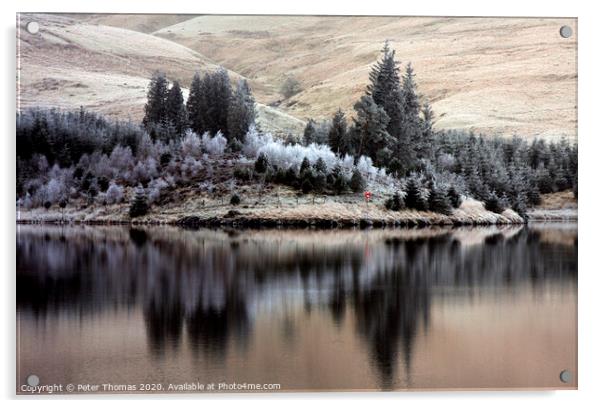 Beacons Reservoir in Winter Acrylic by Peter Thomas