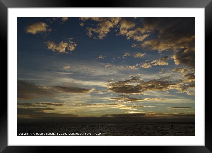 Sky cloud sun set port of Felixstowe Framed Mounted Print by Robert Beecham