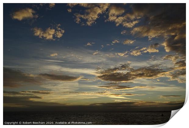 Sky cloud sun set port of Felixstowe Print by Robert Beecham