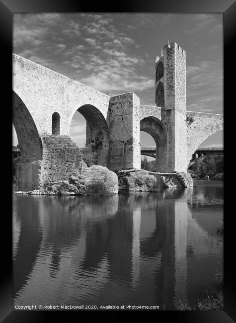 11th century bridge at Besalu, Spain Framed Print by Robert MacDowall