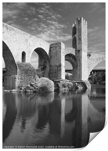 11th century bridge at Besalu, Spain Print by Robert MacDowall