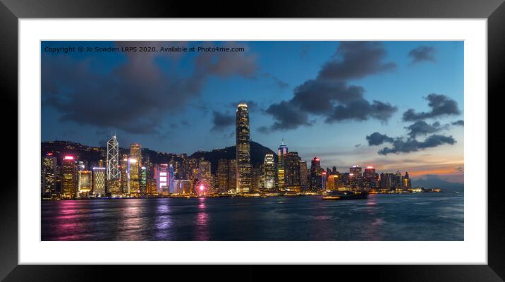 Hong kong skyline at dusk Framed Mounted Print by Jo Sowden