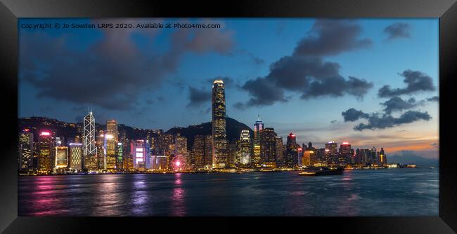 Hong kong skyline at dusk Framed Print by Jo Sowden