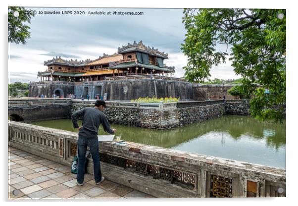 Artist at work, Imperial Citadel, Hue, Vietnam Acrylic by Jo Sowden