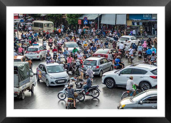 Rush hour in Hanoi Framed Mounted Print by Jo Sowden