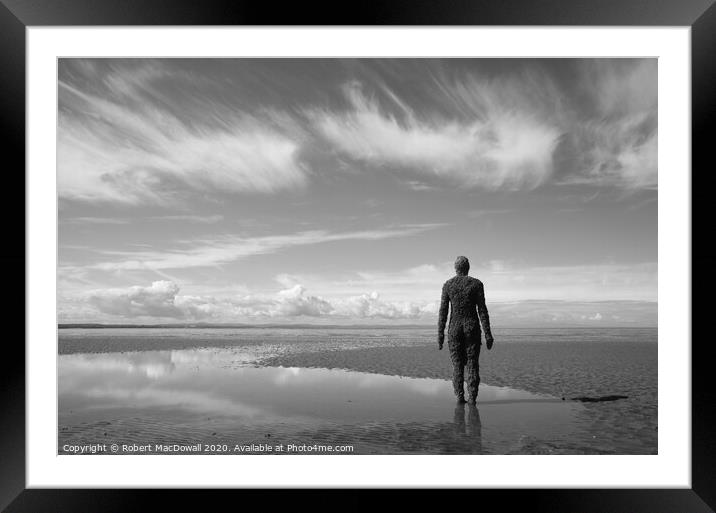 Anthony Gormley's 'Another Place', Crosby Beach Framed Mounted Print by Robert MacDowall