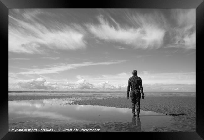 Anthony Gormley's 'Another Place', Crosby Beach Framed Print by Robert MacDowall