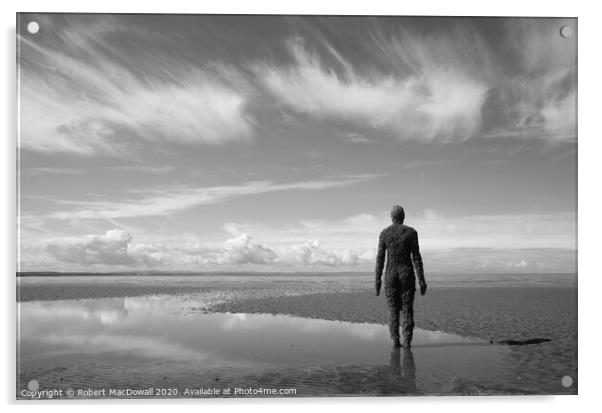 Anthony Gormley's 'Another Place', Crosby Beach Acrylic by Robert MacDowall