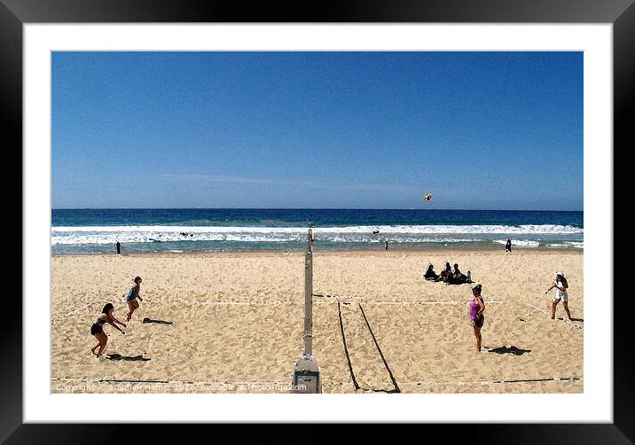 Beach Volleyball Framed Mounted Print by Stephen Hamer