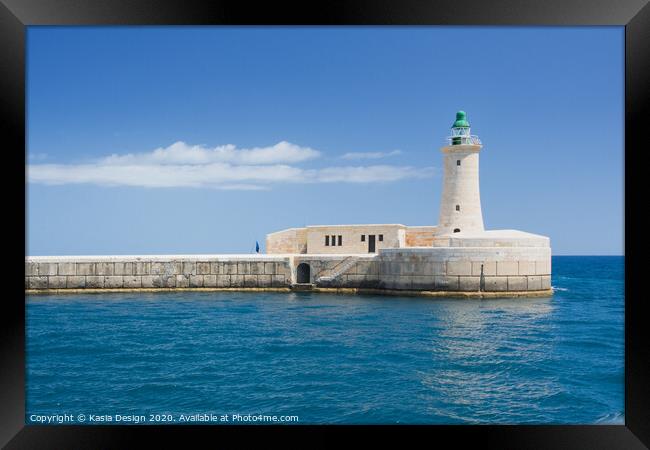 St. Elmo Lighthouse, Grand Harbour, Valletta Framed Print by Kasia Design