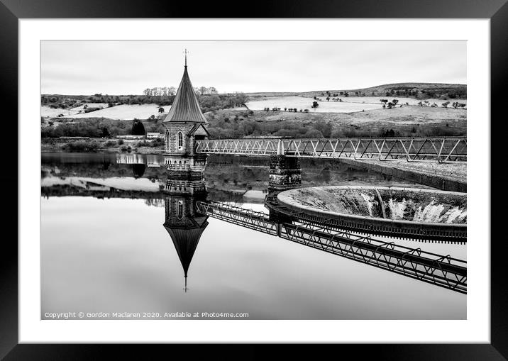 Pontsticill Reservoir B+W Framed Mounted Print by Gordon Maclaren